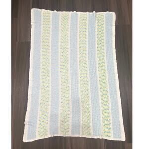 Handmade crochet, baby blanket, white blues light pastels, one of a kind soft